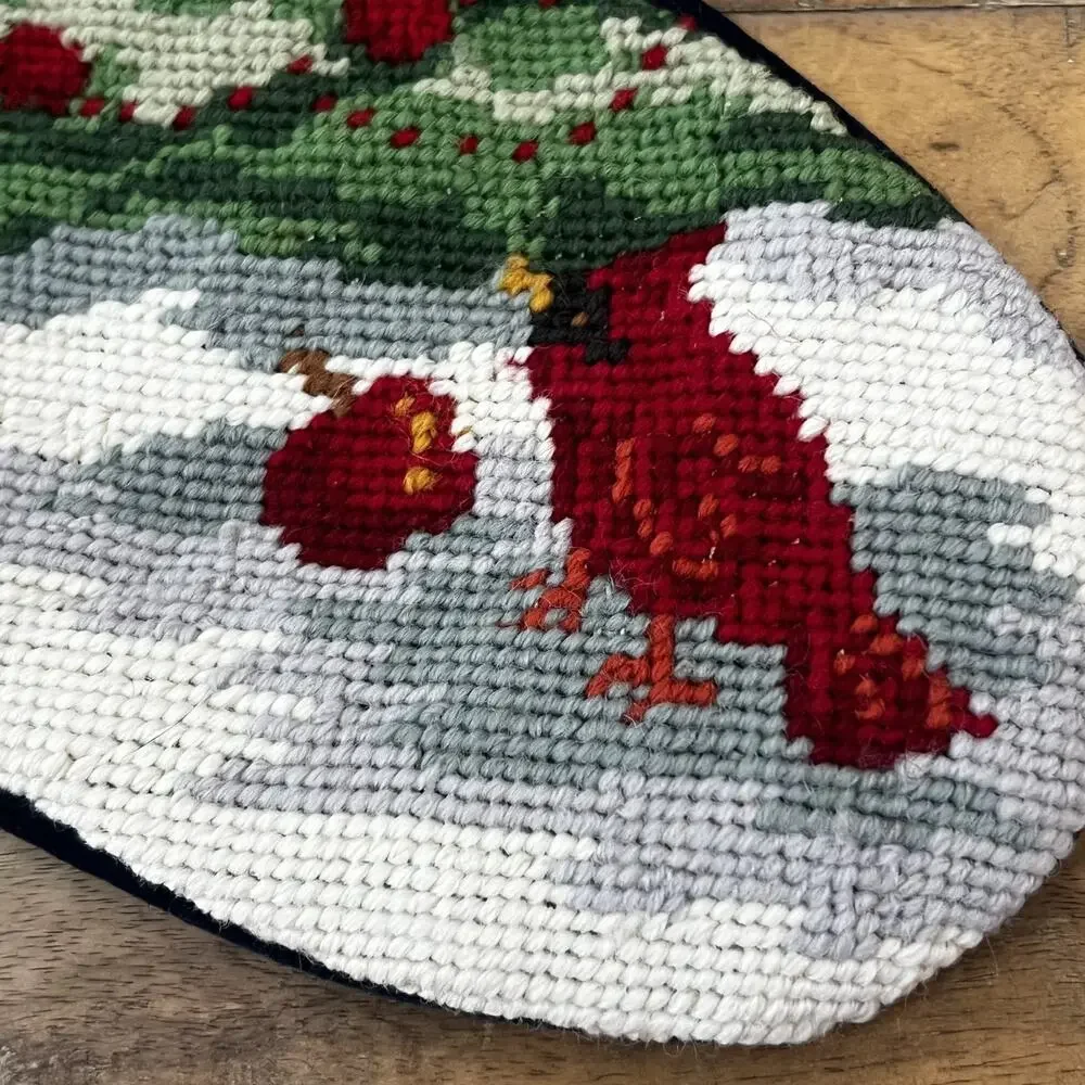Needlepoint Stocking Velvet Backed Wool Frosty's Winter Wonderland A